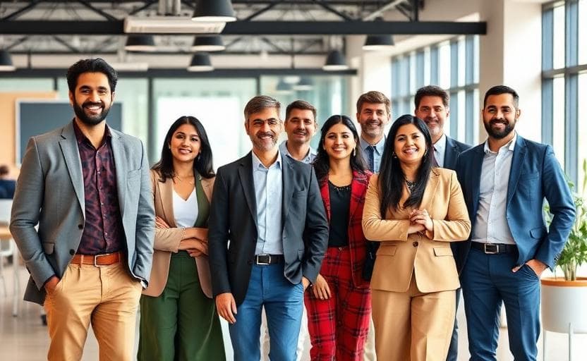 Indian professionals in a modern office environment, representing corporate wellness and productivity